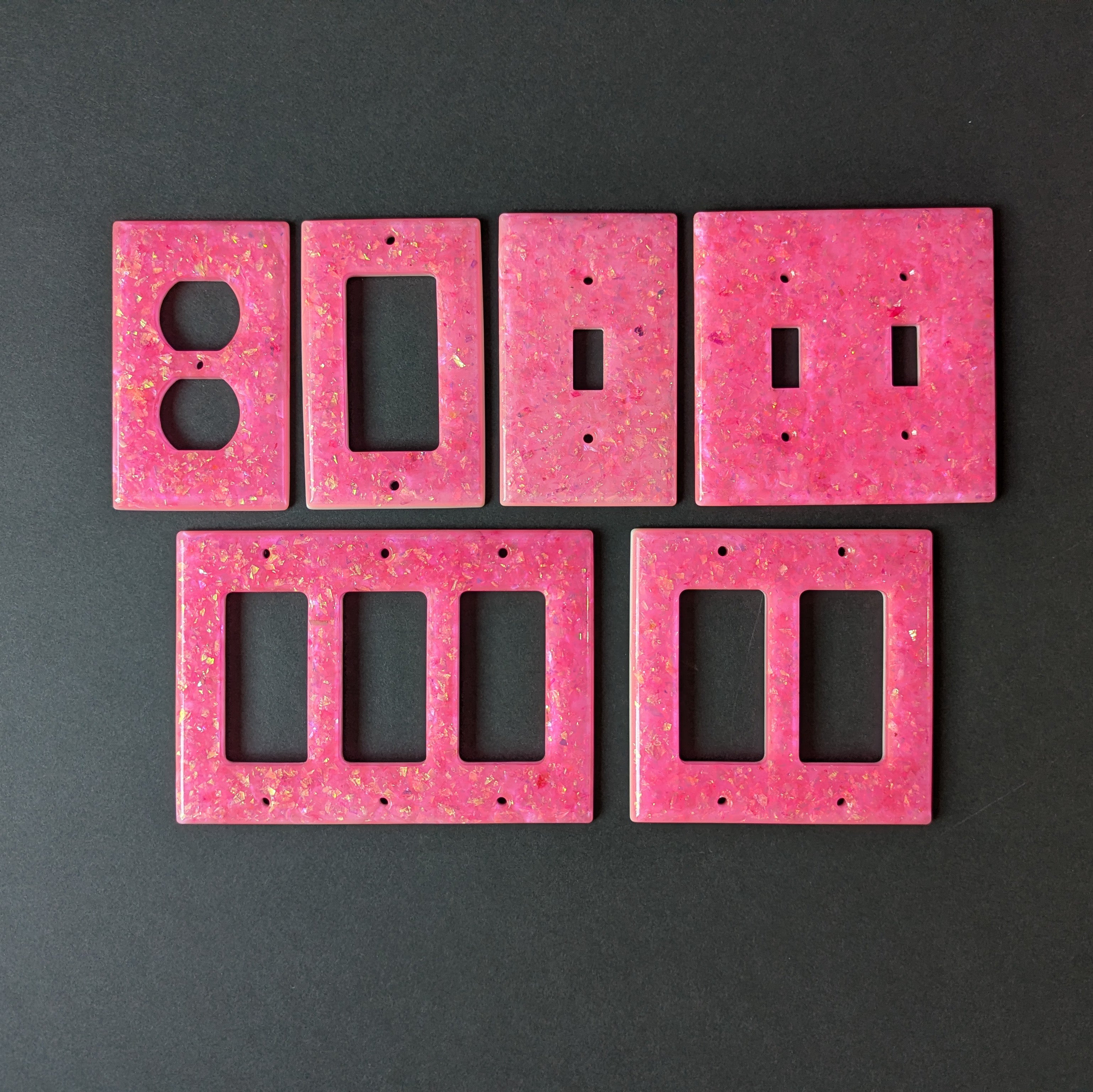 Handmade Resin Outlet & Switch Plate Covers – Pink Iridescent Flake