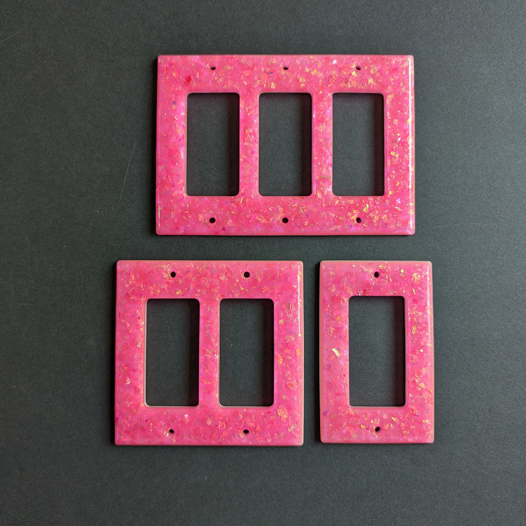 Handmade Resin Outlet & Switch Plate Covers – Pink Iridescent Flake