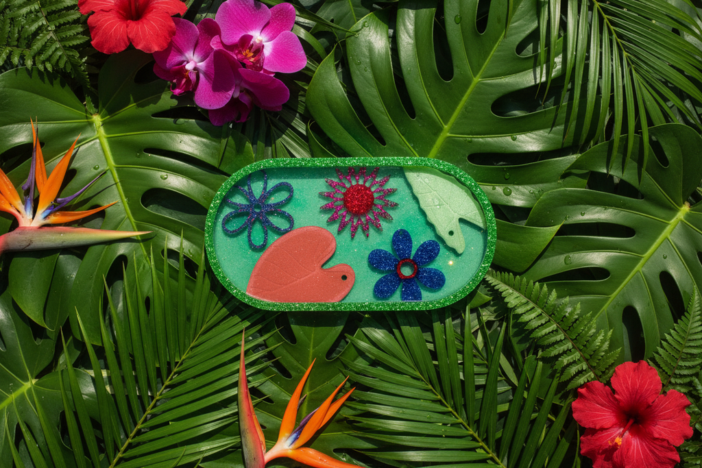 Glitter Garden Tray — Botanical Background