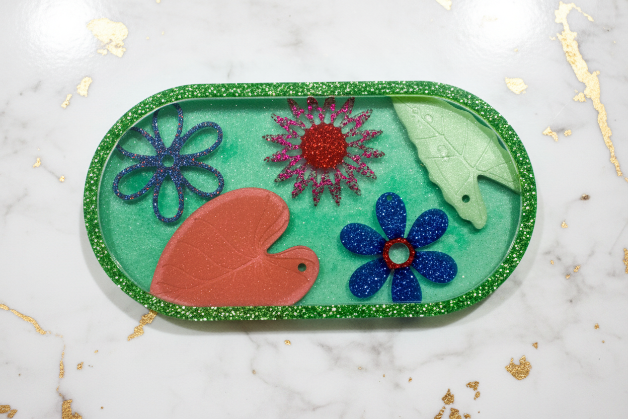 Glitter Garden Tray — Marble Background