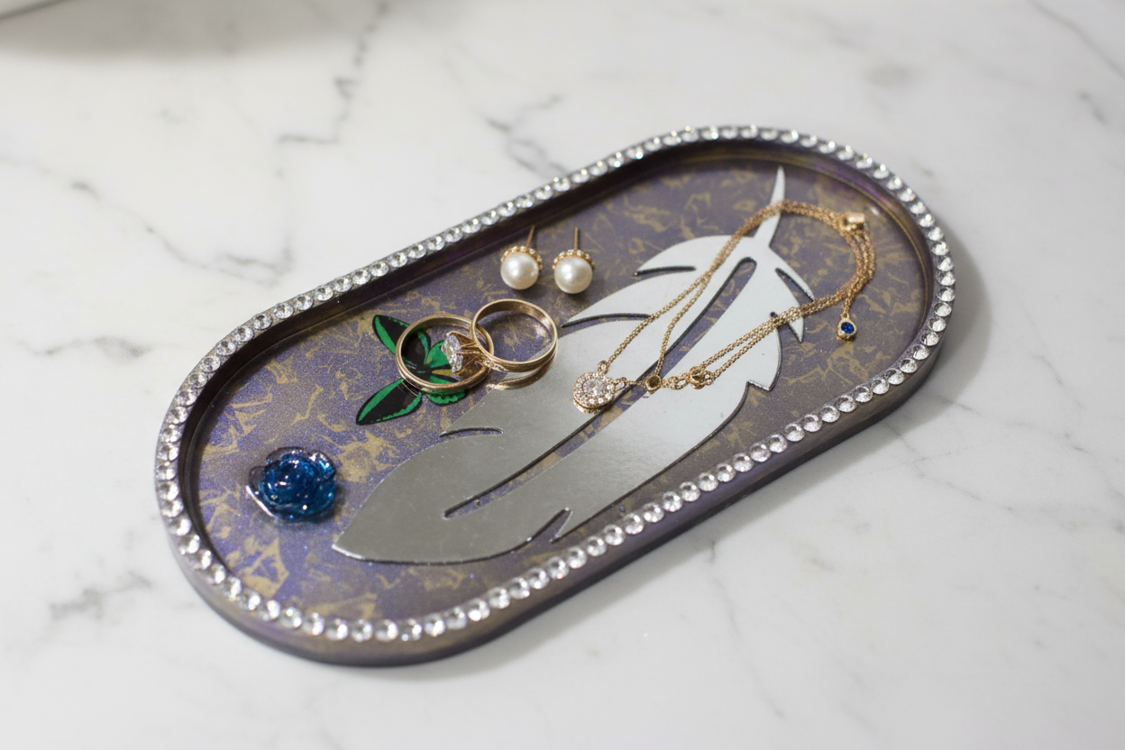 Tray with jewelry inside